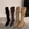 Botas Altas de Tacón Bajo con Punta Aguda Estilo Retro Coreano First Encounter Season para Mujer Otoño/Invierno 2026 Nuevas Botas Plegables de Dos Vías West