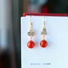 Nuevos Pendientes de Ágata Roja Natural, Elegantes y de Alta Gama, Pendientes para Mujer Inyectados en Oro de 14K, Pendientes Festivos y Simples de Nicho