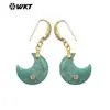 Wt-E816 Clásico Más Vendido Forma de Luna Cristal Blanco Amazonita Piedras Preciosas Multicolor Pendientes Opcionales de Gancho para Mujer
