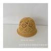 Sombrero de Pescador de Paja de Ganchillo Sencillo Estilo Coreano para Niños, Sombrero de Cubo Hueco con Visera para el Sol, Sombrero de Cubo Versátil Unisex para Niños