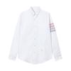 Camisa de Manga Larga para Jóvenes tb jl para Hombre Color Teñido en Hilo Cuatro Barras Casual Europea Pesada Oxford Hilada