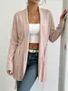 Cárdigan de Punto para Mujer de Venta Caliente Transfronteriza, Otoño e Invierno, Sencillo, Manga Larga, Cinturón de Corbata, Chaqueta de Punto Holgada Versátil Casual