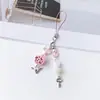 Corrente de Celular Maçã Pequena Estampa de Leopardo Transfronteiriça Miçangas de Coração Versátil Colorido Pingente de Chaveiro para Bolsa de Meninas