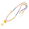 Collar Puzuo Dorado con Color Duradero, Flor de Loto y Turmalina, Cadena de Suéter de Cuentas Hecha a Mano Veraniega Dopamina, Colgante