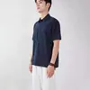 Nova camisa de linho estilosa de manga curta 2026 com gola de lapela, camisa casual masculina de corte solto, camisa masculina respirável