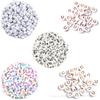 100/Paquete 4*7mm juego blanco cuentas acrílicas alfabeto DIY aretes hechos a mano Joyería collar accesorios de joyería