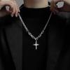 Moda Europea y Americana Collar Largo de Plata con Cruz para Hombres y Mujeres Joyería de Personalidad de Moda Cadena de Lana Versátil para Estudiantes