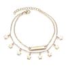 Tobillera de Diseño Transfronterizo de Comercio Exterior de Verano Europea y Americana con Colgante de Estrella de Cinco Puntas de Doble Capa Multicapa para Mujer, Joyería de Cadena para Playa
