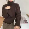 Suéter de Punto Holgado Estilo Perezoso de Cuello Alto para Mujer Otoño/Invierno 2026, Ropa Exterior de Punto Estilo Japonés Vintage, Prenda Superior Elegante para Usar como Capa Interior
