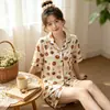 Estilo Ins Estilo Japonês Pijama Rilakkuma Fofo para Mulheres Verão Celebridade da Internet Solto Manga Curta Conjunto de Roupa de Casa Atacado
