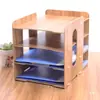 Caja de Almacenamiento de Escritorio de Madera DIY Estantería de Oficina Creativa Revistero Carpeta A4 Estante Organizador de Documentos