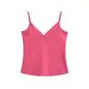 Top sin mangas con cuello en V y tirantes ajustables para mujer, diseño de verano, corte ajustado, espalda bonita, top de punto estilo 'chica hot' americana