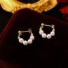 2025 Nuevos Pendientes de Metal de Joyería Flor Perla Pendientes de Celebridad de Internet Pendientes para Mujer Pendientes de Gama Alta Venta al por Mayor