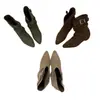 Botines de Moda Europea y Americana Nuevos Otoño/Invierno 2026 de Gamuza con Punta Cuadrada, Tacón Bajo Grueso y Hebilla para Mujer