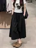 Saia de Linho Estilo Old Money para Mulheres Outono 2026 Nova Cintura Alta Emagrecedora Plus Size Solta Algodão-Linho Saia Evasê