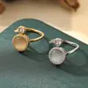Moda Coreana Novo Anel Aberto de Pedra Olho de Gato para Mulheres, Anel Elegante de Alta Qualidade para Dedo Indicador, Anel Popular