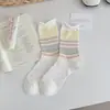 Calcetines de Malla de Verano para Mujer Calcetines Holgados Finos de Media Caña Sin Costuras Color Sólido Blanco Versátiles Calcetines de Algodón de Media Longitud
