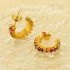 Nuevos aretes de diamantes en forma de C de acero inoxidable transfronterizo para mujer, estilo comodín europeo y americano, aretes de acero de titanio con textura de oro de 18 quilates, en stock, venta al por mayor
