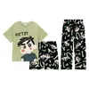 Pijama masculino estiloso e bonito de manga curta 100% algodão, conjunto fino de gola redonda, roupa de casa casual de corte solto, novo modelo de verão 2026