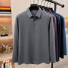 Camisa Polo Masculina 2026 Novo Estilo Solta Ice-Cool Anti-Rugas de Manga Curta Feita de Seda de Amora, Adequada para o Pai