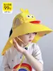 Sombrero de Sol de Dibujos Animados para Niños con Ala Ancha, Capa Protectora UV, Protección para el Cuello, Sombrero de Pescador para Niños y Niñas, Sombrero de Sol para Playa y Exteriores
