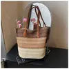 Bolso de Paja Estilo Perezoso para Mujer 2026 Nuevo Gran Capacidad Casual Vacaciones en la Costa Bolso de Playa Rayado Bolso de Hombro