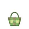Nova Bolsa Feminina da Moda em Cor Contrastante, Bolsa de Palha Portátil, Bolsa Versátil tipo Cesta de Legumes para Carregar na Mão, Bolsa Quadrada com Padrão de Miçangas