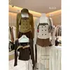 Conjunto de dos piezas AS OFFICIAL Otoño estilo coreano top strapless de doble botonadura y cárdigan de punto trenzado 29039