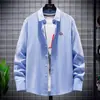 Comércio Exterior 2025 Nova Camisa de Manga Longa Primavera e Outono Camisa Masculina Slim Casual Listrada Roupas Masculinas de Outono