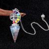 2145-Nuevo Producto Transfronterizo Árbol de la Vida Colorido Grava de Cristal Resina Péndulo Cónico Hexagonal Joyería para Meditación Yoga
