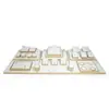 Suporte de Exibição de Joias Dourado e Branco Adereços para Joias Porta-Anel Colar Brincos Pulseira Suporte de Exibição de Joias Conjunto de Exibição