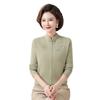 2024 Nueva Camisa de Soporte Cálido para Mujeres de Mediana Edad y Mayores Top Estilo Occidental Suéter Grueso con Forro Polar para Madre de Mediana Edad Otoño e Invierno