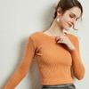 Suéter de punto sin lana para mujer, nuevo jersey de otoño con cuello redondo, manga larga, ajustado y cálido