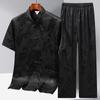 Traje Tang para Hombre Camisa de Manga Corta de Seda de Hielo Traje para Mediana Edad y Ancianos Nuevo Hanfu Chino Papá Abuelo Ejercicio Matutino Traje de Taiji Verano