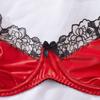 Venta Caliente Transfronteriza Europea y Americana Día de San Valentín En Stock Satén Rojo Malla Sexy Patchwork Lencería Conjunto de 2 Piezas