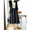 Falda Vaquera Azul Lavado Estilo Vintage Chic, Falda de Algodón Lyocell de Cintura Alta, Corte A, de Longitud Media para Mujer, Nueva para Verano
