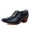Zapatos Casuales de Cuero Nuevos de Tacón Alto Puntiagudos Zapatos de Negocios para Hombre de Tacón Medio con Cordones Retro Zapatos Individuales para Bailar Aumento Comercio Exterior Transfronterizo