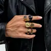 Anéis Europeus e Americanos de Venda Quente Transfronteiriça Conjunto de Anéis Crânio Escuro Aranha Anel Retrô Joias Estilo Punk Acessórios de Joias Novo