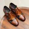[preventa sin stock] sandalias de cuero convenientes para hombre zapatos de cuero huecos transpirables zapatos de hebilla de cuero formales de negocios