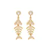 Aretes Irregulares de Espina de Pez con Pedrería Creativa de Azúcar para Mujer, Elegantes y con Estilo, Exquisitos Aretes y Accesorios para Orejas que Adelgazan el Rostro