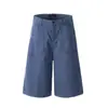 Pantalones Cargo Yongfang Estilo Americano Azules de Siete Puntos para Hombres y Mujeres, Elegantes de Pierna Ancha Holgados Versátiles de Pierna Recta Casuales de Siete Puntos