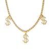 Cadena de garra simple europea y americana transfronteriza, colgante de símbolo de dólar de diamante, cadena para clavícula, collar brillante de pedrería, joyería personalizada