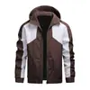 Chaqueta Deportiva para Hombre para Exteriores para Primavera y Otoño, Patchwork de Rayas Diagonales en Blanco y Negro, Corte Holgado, Chaqueta con Capucha Estampada con Letras de Moda