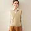 Chaleco de Cachemira Chaleco para Mujer Suave y Versátil Casual Simple Tejido de Punto Otoño e Invierno Nuevo Holgado Ropa Interior y Exterior