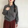 Cárdigan de punto de cuello alto estilo coreano para mujer, nueva temporada 2026, estilo perezoso vintage, sensación de alta gama, abrigo suéter engrosado