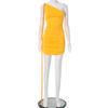 Y25Ds286 Ropa de Mujer Transfronteriza Europea y Americana Verano y Otoño Nuevo en Amazon Vestido Sexy Ajustado a la Cadera con un Hombro y Cuello Diagonal Plisado