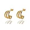 Brincos Transfronteiriços Novos Acessíveis Luxuosos Estilosos Tendência Aço Inoxidável Moda Simples Banhados a Ouro Gota de Óleo para Mulheres Atacado