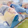 Conjunto de quatro peças espessado para lixar atacado simples conjunto de três peças para dormitório estudantil lavável à máquina amigo da pele peça única capa de edredom individual para casa