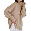 Tejidos Transfronterizos Europeos y Americanos 2025 Exportación Otoño e Invierno Cómodos Tejidos de Cuello Alto de Color Puro Tejidos Holgados Clásico Versátil Mujer