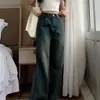 Jeans de mezclilla retro deshilachados para mujer, nuevo diseño de otoño 2026, desgastados, pierna ancha holgada, pierna recta, pantalones largos